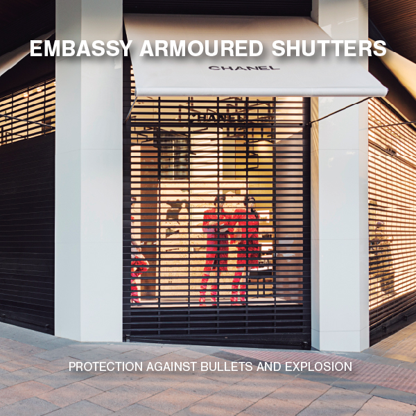 High-security Embassy armoured shutters protecting a Chanel storefront