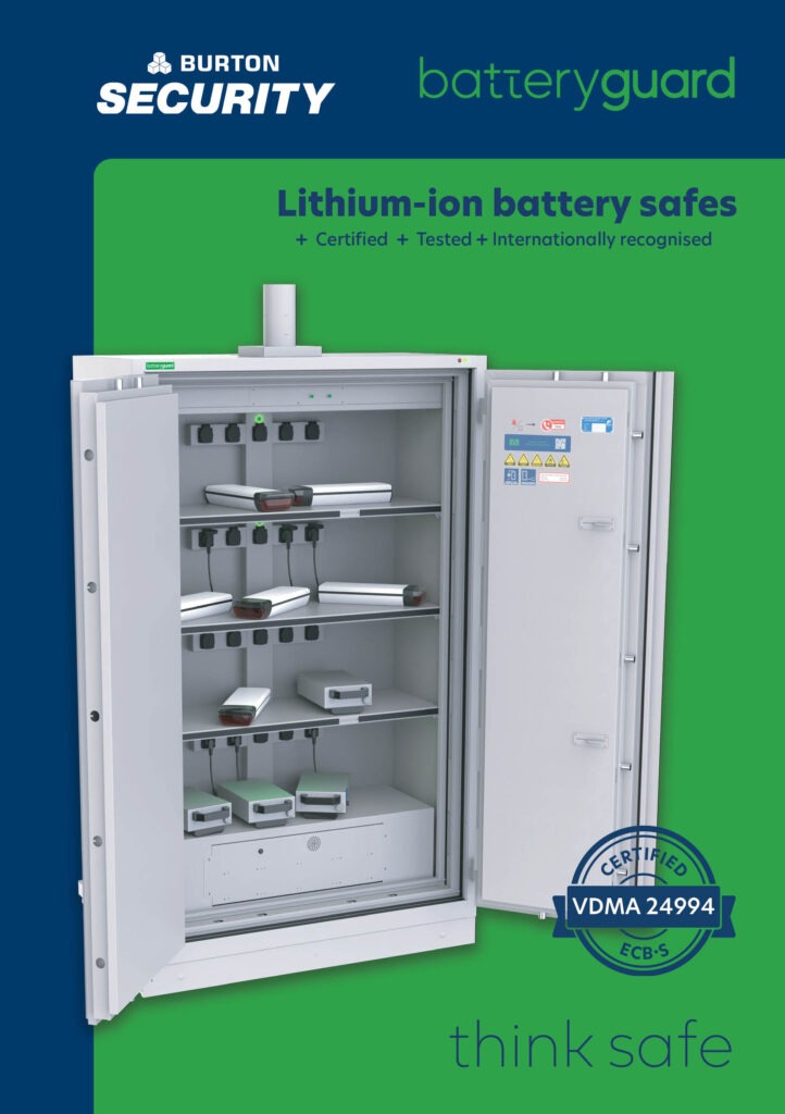 BatteryGuard lithium-ion battery safe by Burton Security with VDMA 24994 certification.