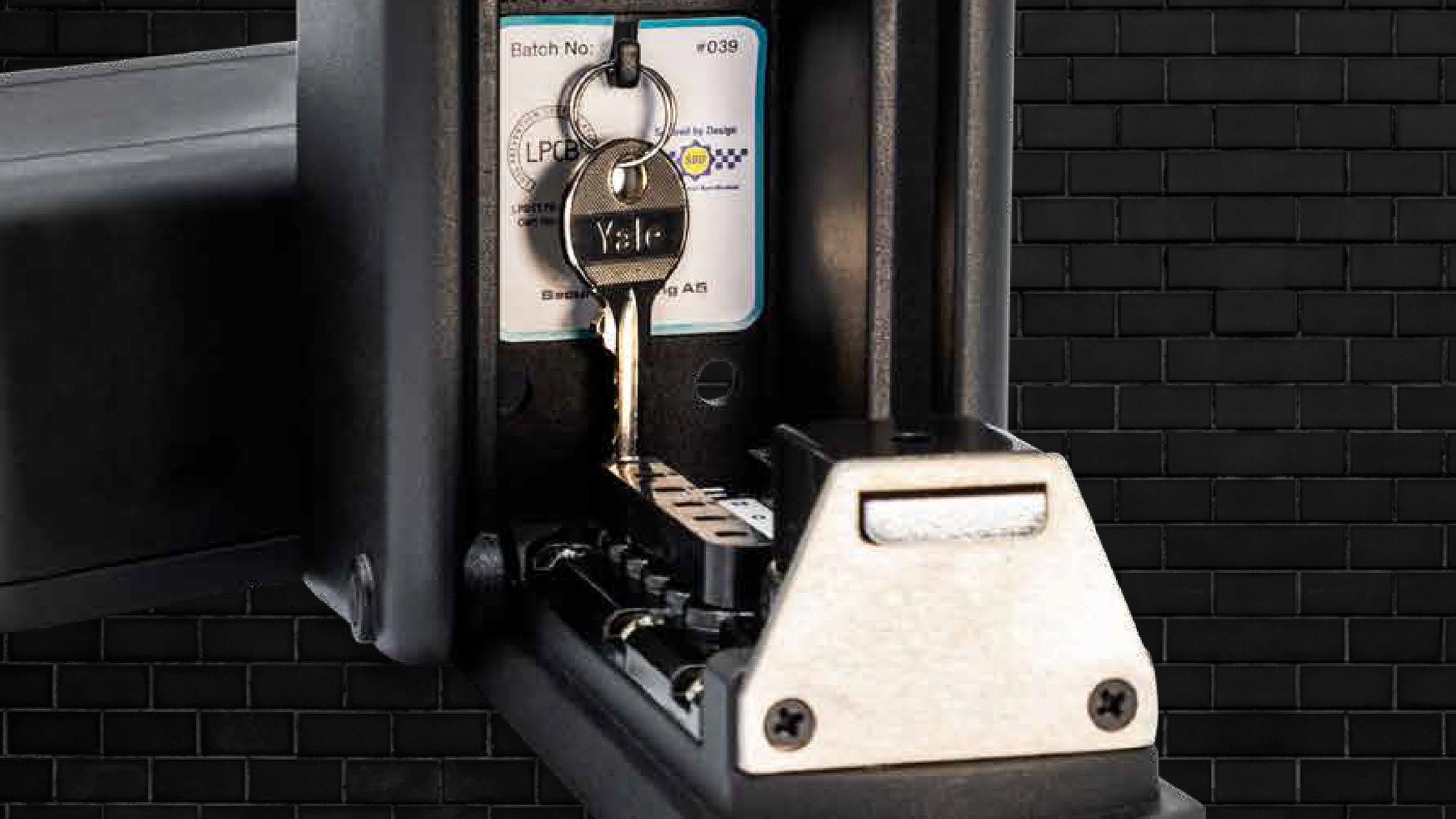 Close-up of the Keyguard Digital XL permanent key hook for secure storage of multiple keys.